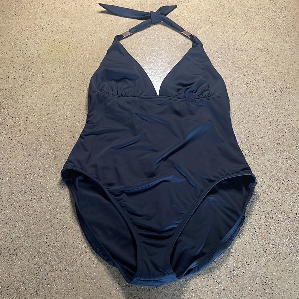 Leilani One Piece Swimsuit Tie Neck Full Coverage Black